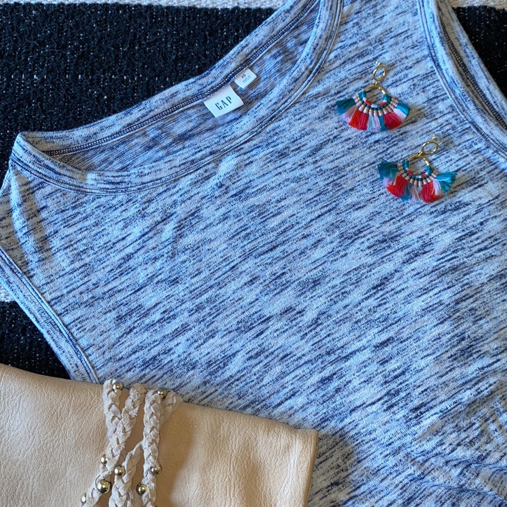 GAP Blue Space-Dye Knit Sweater Top